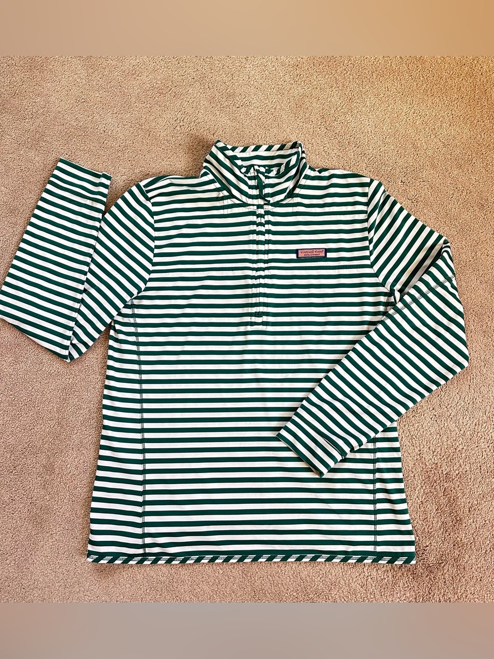 Vineyard Vines Quarter Zip Women's Sankaty Shep Long Sleeve Shirt Striped Medium